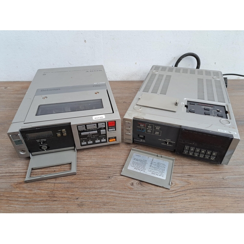 651 - Three items, one two piece Sony F1UB portable Betamax machine comprising SL video cassette recorder ... 