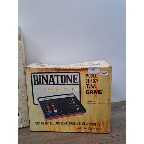 662 - Two vintage items, one boxed Binatone TV Master Mk IV and one NN Network video game console