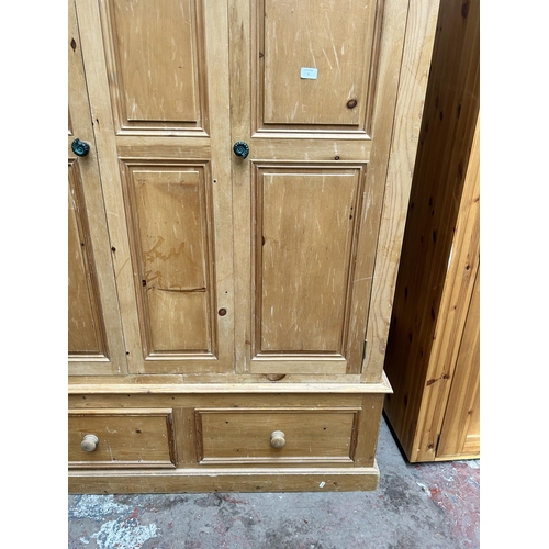 1 - A Victorian style pine double wardrobe - approx. 204cm high x 138cm wide x 65cm deep