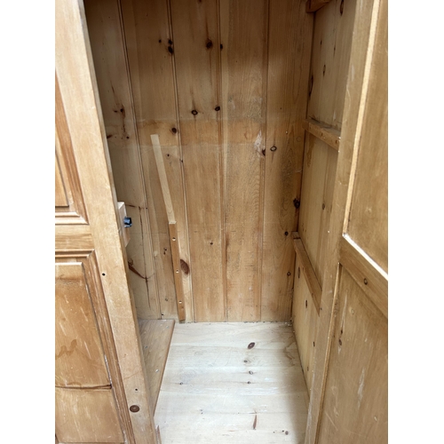 1 - A Victorian style pine double wardrobe - approx. 204cm high x 138cm wide x 65cm deep