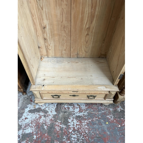 11 - A Victorian pine mirror door wardrobe - approx. 204cm high x 110cm wide x 63cm deep