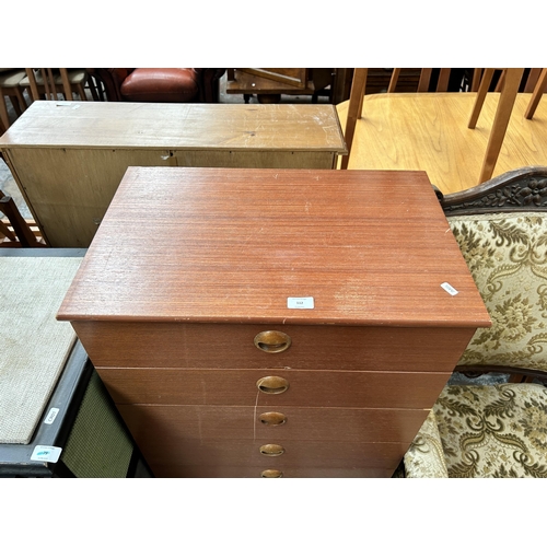 112 - A teak chest of drawers - approx. 107cm high x 61cm wide x 40cm deep