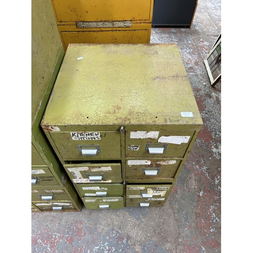 120A - A green painted metal eight drawer index filing cabinet - approx. 88cm high x 52cm wide x 51cm deep