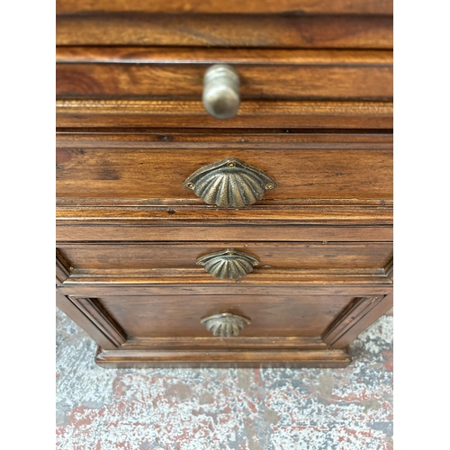 139 - A 19th century style reclaimed pine twin pedestal desk with black leather writing surface - approx. ... 