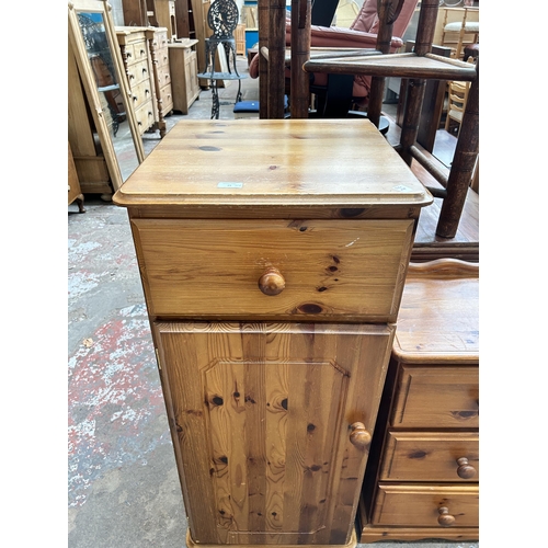 15 - Two pieces of pine furniture, one bedside chest of drawers and one cabinet