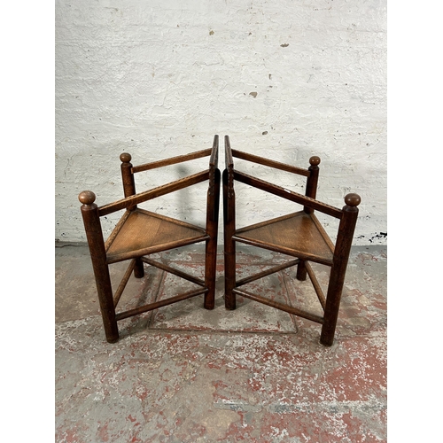 16 - A pair of 19th century hand carved oak turner's chairs