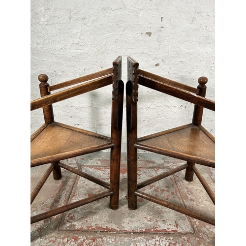 16 - A pair of 19th century hand carved oak turner's chairs