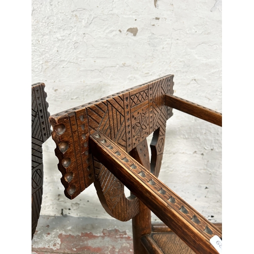 16 - A pair of 19th century hand carved oak turner's chairs