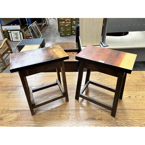 34 - Two pine farmhouse type stools