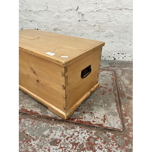 52 - A Victorian pine blanket box - approx. 32cm high x 66cm wide x 33cm deep