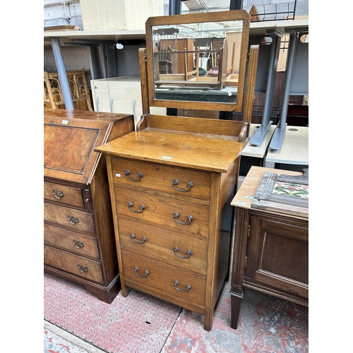 71 - An Arts and Crafts oak dressing chest - approx. 146cm high x 61cm wide x 46cm deep