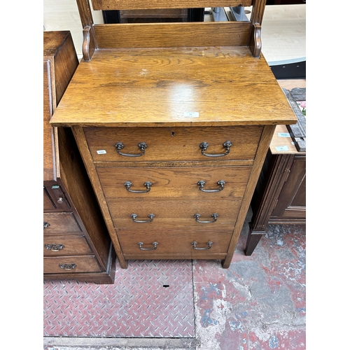 71 - An Arts and Crafts oak dressing chest - approx. 146cm high x 61cm wide x 46cm deep