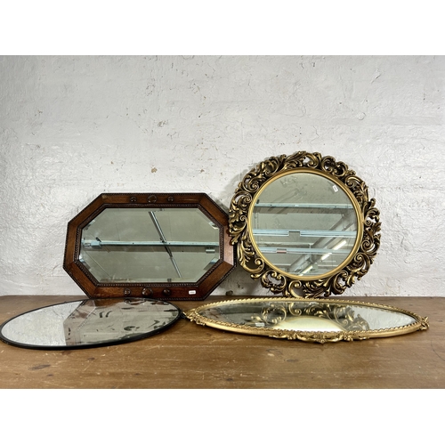 247 - Two early 20th century framed bevelled edge wall mirrors