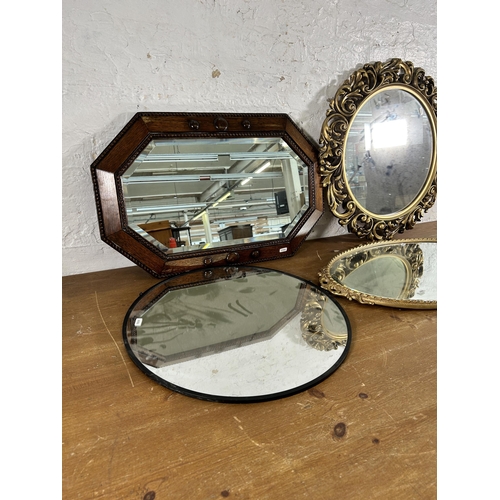 247 - Two early 20th century framed bevelled edge wall mirrors