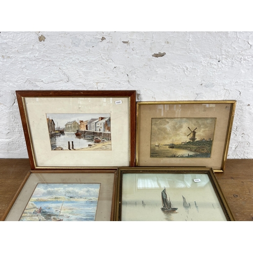 272 - Four pictures to include two framed watercolours signed S G Howard, unframed oil on canvas etc.