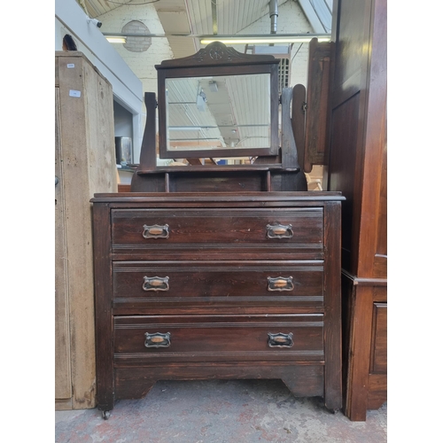 105 - An Edwardian stained pine dressing chest