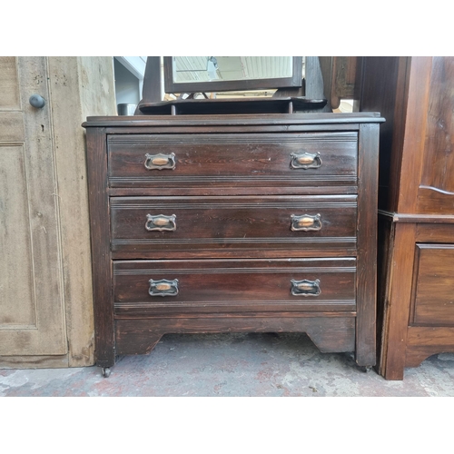 105 - An Edwardian stained pine dressing chest