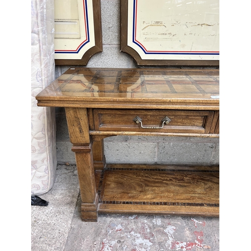 13 - A Barker and Stonehouse mango wood two drawer console table - approx. 80cm high x 145cm wide x 49cm ... 