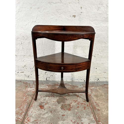 2 - A Georgian inlaid mahogany corner wash stand - approx. 89cm high x 62cm wide x 44cm deep