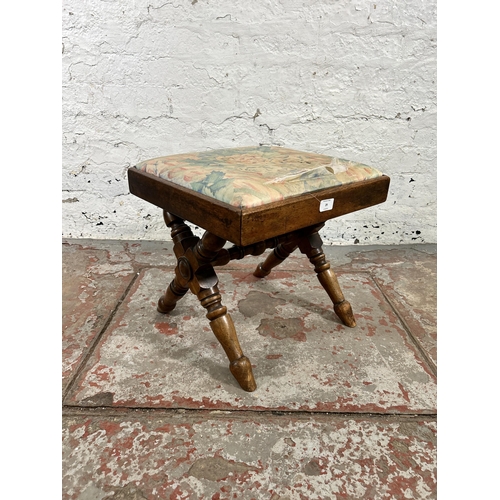 29 - A Victorian mahogany X frame stool - approx. 40cm high x 41.5cm wide x 39cm deep