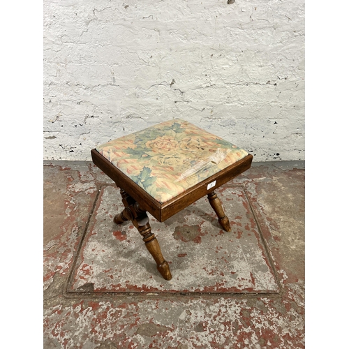 29 - A Victorian mahogany X frame stool - approx. 40cm high x 41.5cm wide x 39cm deep