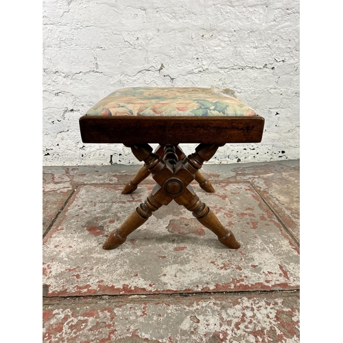 29 - A Victorian mahogany X frame stool - approx. 40cm high x 41.5cm wide x 39cm deep