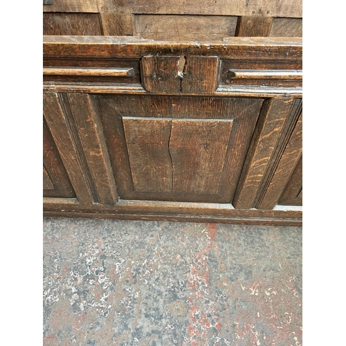 188 - A Georgian oak three panel coffer - approx. 63cm high x 136cm wide x 52cm deep