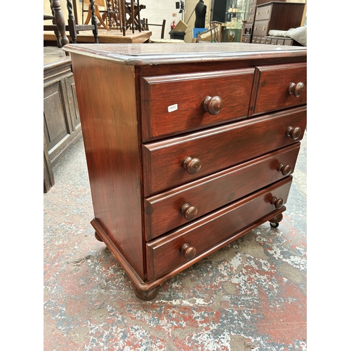 190 - A pine chest of drawers - approx. 76cm high x 75cm wide x 41cm deep