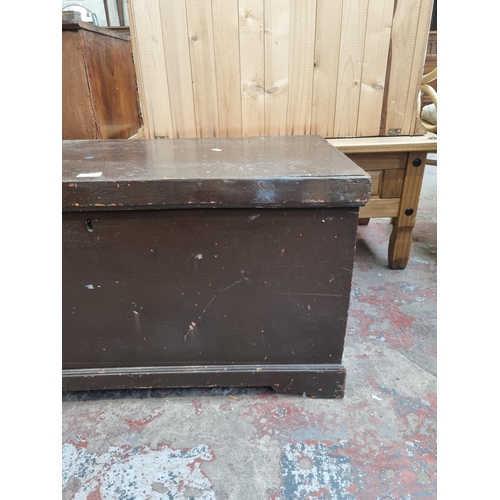 71 - A Victorian painted pine blanket box