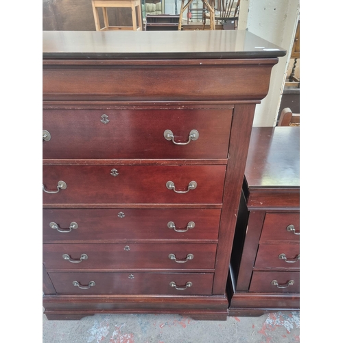 99 - A Georgian style mahogany chest of five drawers - approx. 136cm high x 101cm wide x 50cm deep