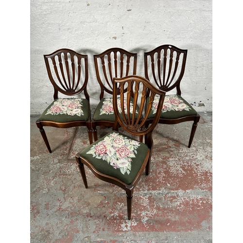 230 - Four Hepplewhite style mahogany shield back dining chairs