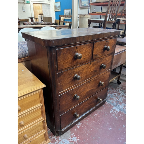 154 - A Victorian walnut chest of two short over three long drawers - approx. 110cm high x 100cm wide x 49... 