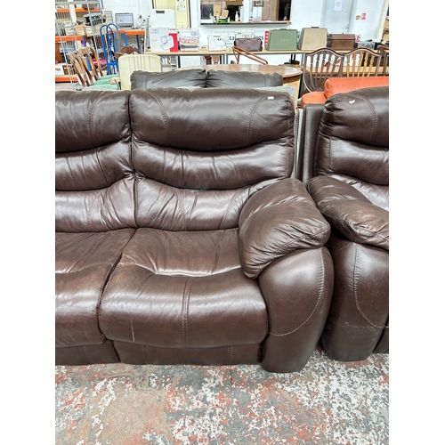 238 - A SisiItalia brown leather two piece lounge suite comprising two seater sofa and armchair