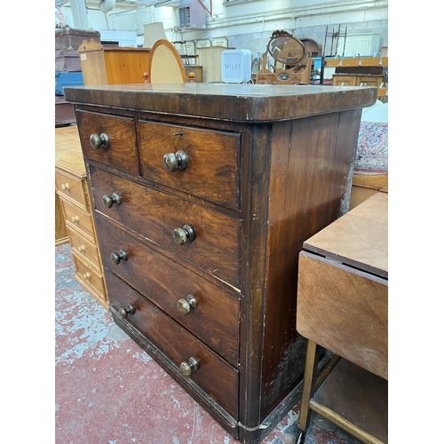 154 - A Victorian walnut chest of two short over three long drawers - approx. 110cm high x 100cm wide x 49... 