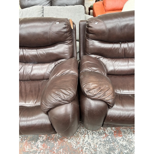 238 - A SisiItalia brown leather two piece lounge suite comprising two seater sofa and armchair