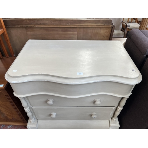 159 - A Victorian painted pine chest of three drawers