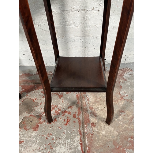 164 - Two occasional tables, one Edwardian mahogany two tier and one oak barley twist