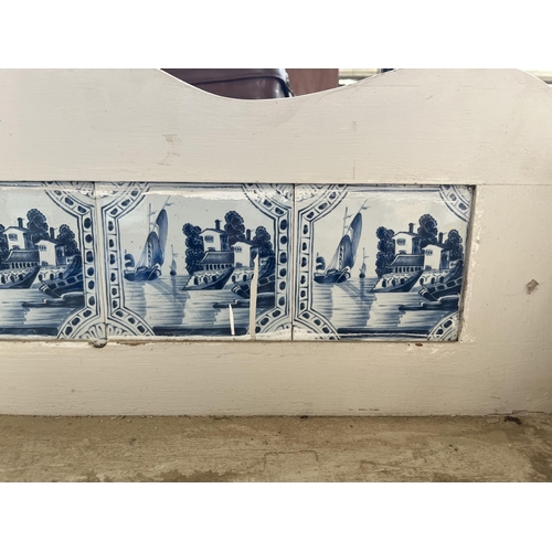 167 - A Victorian style painted pine washstand with ceramic tile splashback - approx. 115cm high x 143cm w... 