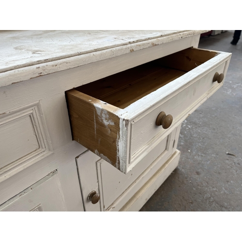 167 - A Victorian style painted pine washstand with ceramic tile splashback - approx. 115cm high x 143cm w... 