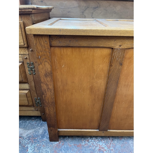 171 - A mid 20th century oak blanket box - approx. 70cm high x 103cm wide x 56cm deep