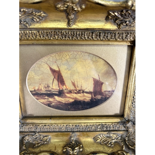 262 - A 19th century style gilt framed print of sailing ships - approx. 22cm high x 27cm wide