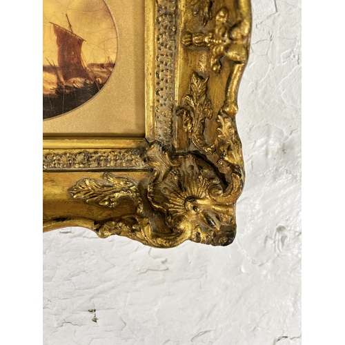 262 - A 19th century style gilt framed print of sailing ships - approx. 22cm high x 27cm wide