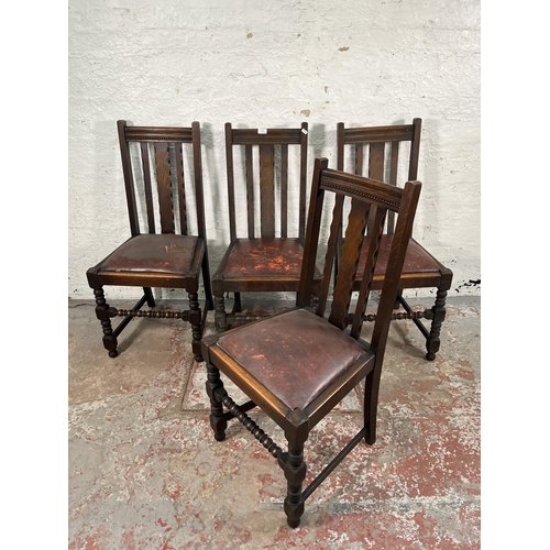 178 - Four early/mid 20th century oak dining chairs with turned supports