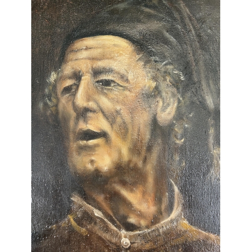 265 - A gilt framed oil on canvas of a gentleman signed C. D. Howells and dated 1977 - approx. 43cm high x... 