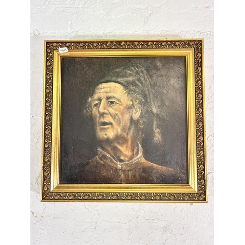 265 - A gilt framed oil on canvas of a gentleman signed C. D. Howells and dated 1977 - approx. 43cm high x... 