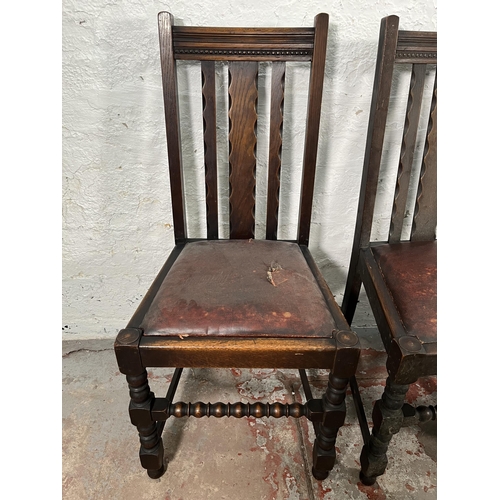 178 - Four early/mid 20th century oak dining chairs with turned supports