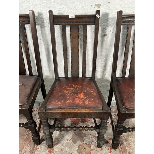 178 - Four early/mid 20th century oak dining chairs with turned supports