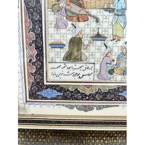 268 - A Persian Khatam Kari framed painting - approx. 42cm high x 28cm wide