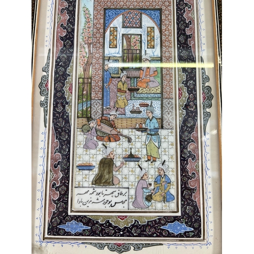 268 - A Persian Khatam Kari framed painting - approx. 42cm high x 28cm wide