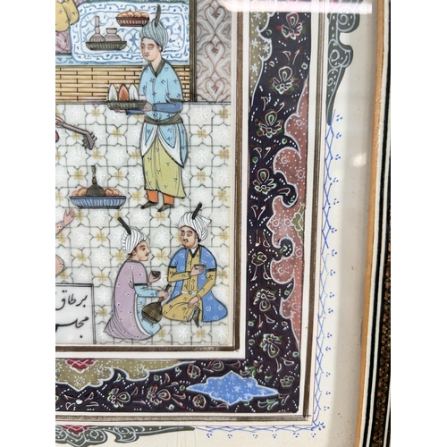 268 - A Persian Khatam Kari framed painting - approx. 42cm high x 28cm wide